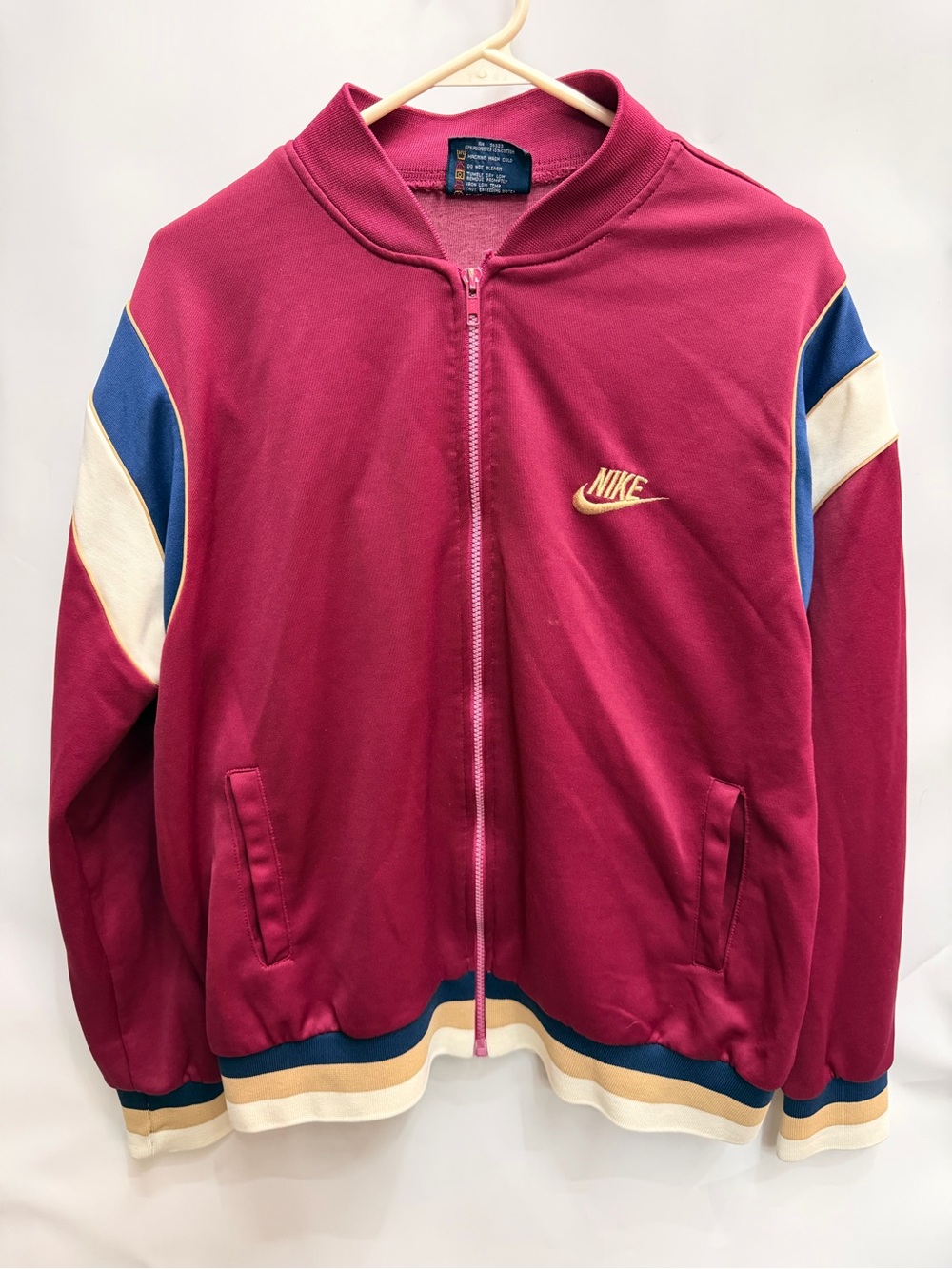 Nike mens Burgundy Track Jacket with Blue & Cream Accents size XL
